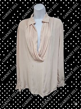 Garnet Hill Silk Popover Top | Draped Deep V-Neck Minimalist